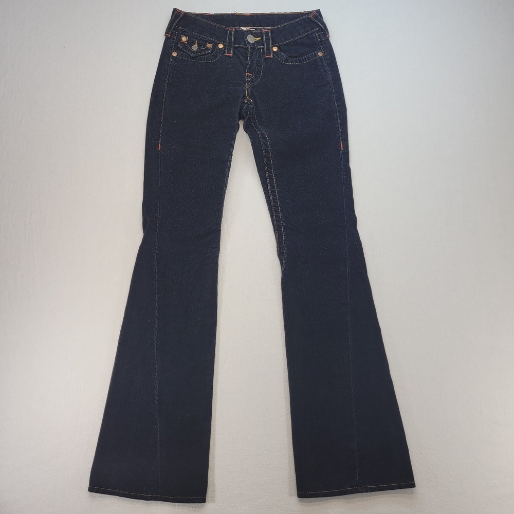 True Religion Pants Womens 25 Blue Corduroy Joey Flare Low Rise